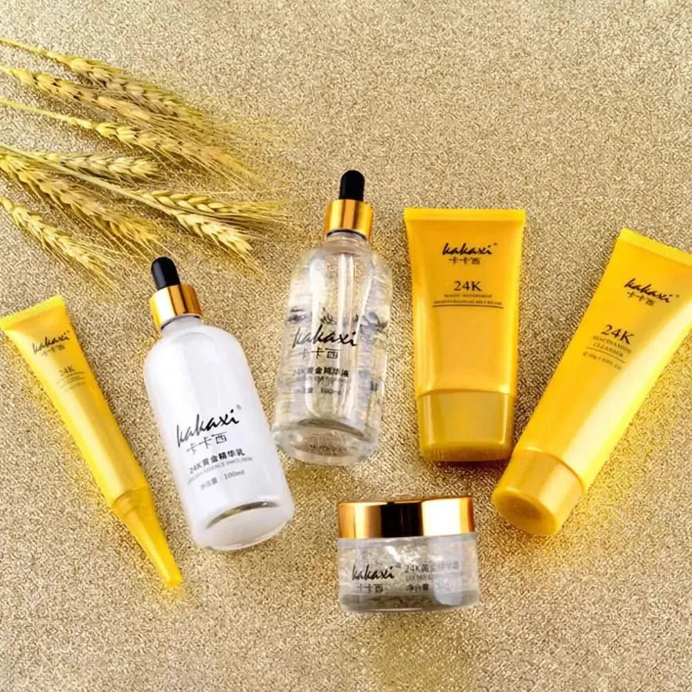 24K Gold Nicotinamide Skin Care Set Moisturizing Skin Face Essence Face Cream Remove Dark Circles Eye Cream Exquisite Gift Box Jay Cosmetic