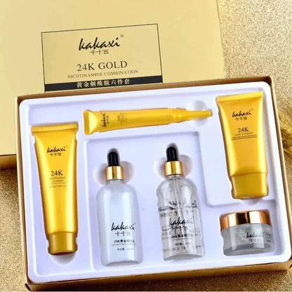 24K Gold Nicotinamide Skin Care Set Moisturizing Skin Face Essence Face Cream Remove Dark Circles Eye Cream Exquisite Gift Box Jay Cosmetic