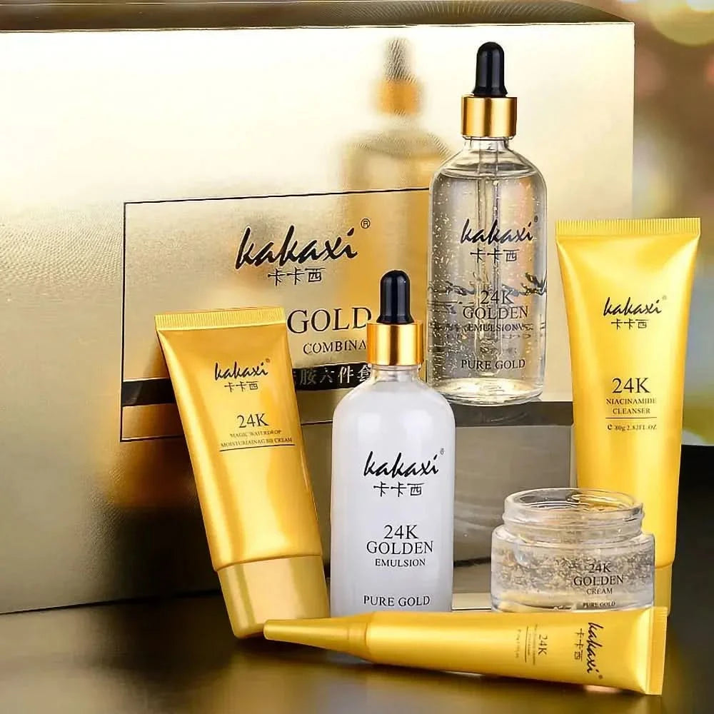24K Gold Nicotinamide Skin Care Set Moisturizing Skin Face Essence Face Cream Remove Dark Circles Eye Cream Exquisite Gift Box Jay Cosmetic