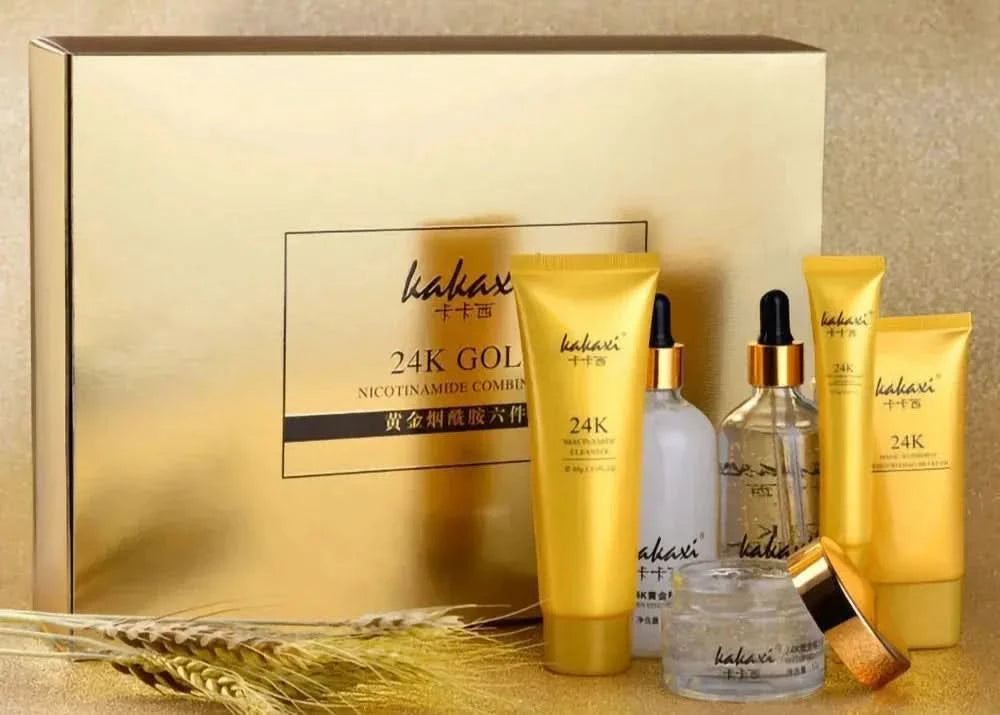 24K Gold Nicotinamide Skin Care Set Moisturizing Skin Face Essence Face Cream Remove Dark Circles Eye Cream Exquisite Gift Box Jay Cosmetic