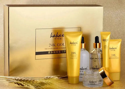 24K Gold Nicotinamide Skin Care Set Moisturizing Skin Face Essence Face Cream Remove Dark Circles Eye Cream Exquisite Gift Box Jay Cosmetic
