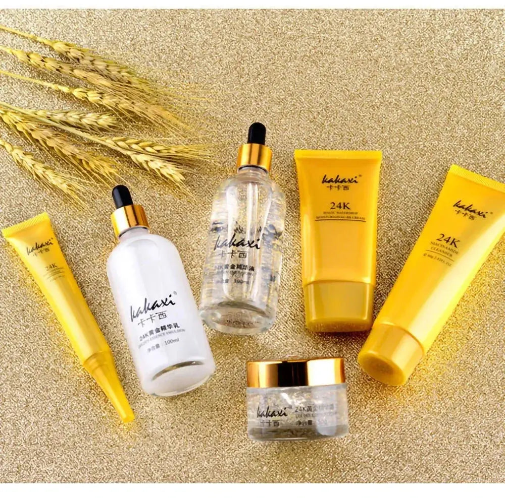 24K Gold Nicotinamide Skin Care Set Moisturizing Skin Face Essence Face Cream Remove Dark Circles Eye Cream Exquisite Gift Box Jay Cosmetic