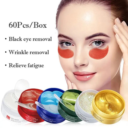 60pcs Gold Collagen Eye Mask moisturizing Anti Dark Circles removal Eye Bags Eyes Care Gel Masks Beauty Firming Eye Patches Jay Cosmetic