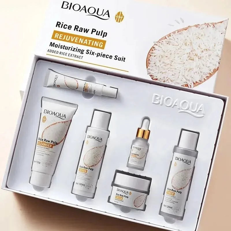 Rice skin care product set BIOAOUA rice puree series six-piece box Jay Cosmetic