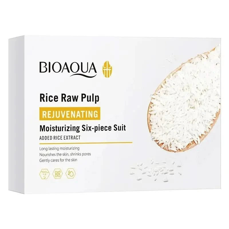 Rice skin care product set BIOAOUA rice puree series six-piece box Jay Cosmetic