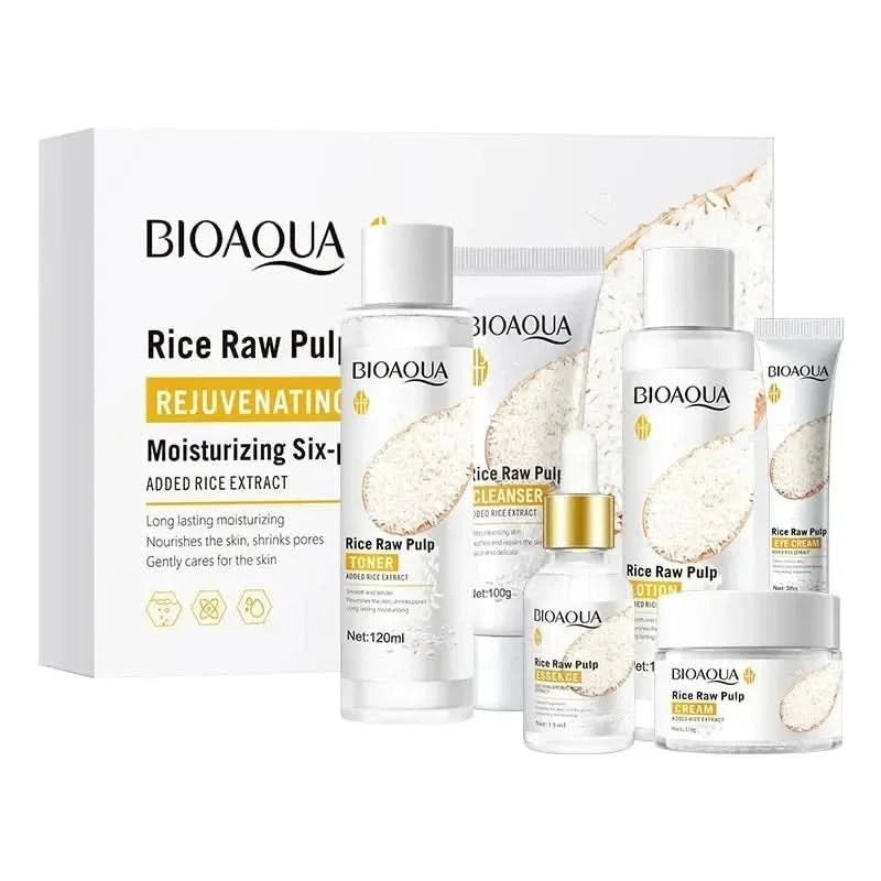 Rice skin care product set BIOAOUA rice puree series six-piece box Jay Cosmetic