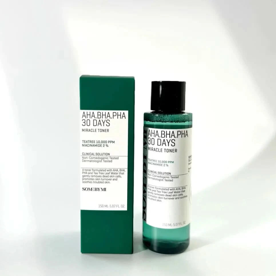 SOME BY MI AHA BHA PHA 30 Days Miracle Toner  5.07Oz/150ml  Made from Tea Tree Leaf Water for Sensitive Skin Jay Cosmetic