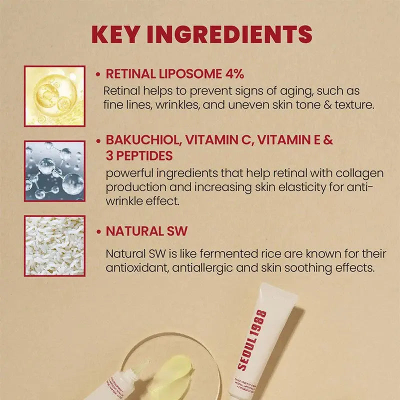 Séoul 1988 crème pour les yeux au rétinol 4% traitement Anti-âge pour les yeux cernes, rides, poches crème pour les yeux raffermissante et liftante pour les femmes Jay Cosmetic